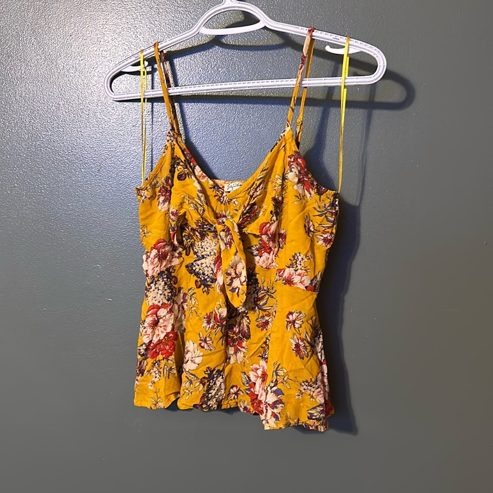Floral yellow tank top blouse